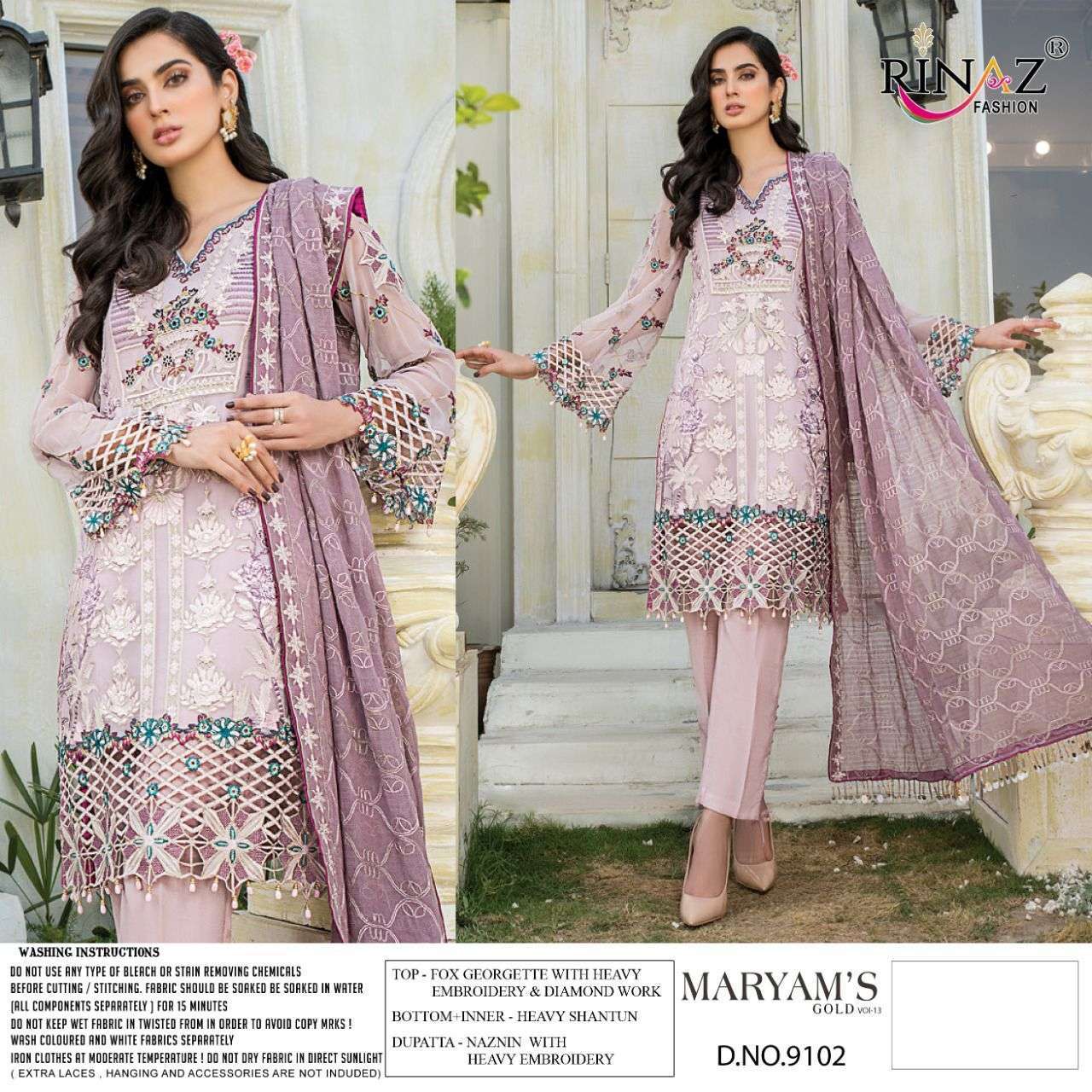 rinaz fashion maryams gold vol 13 series 9101-9103 faux georgette suit 