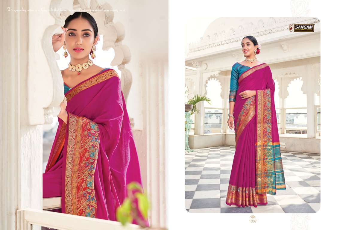 sangam prints matka handloom series 1001-1008 cotton silk saree