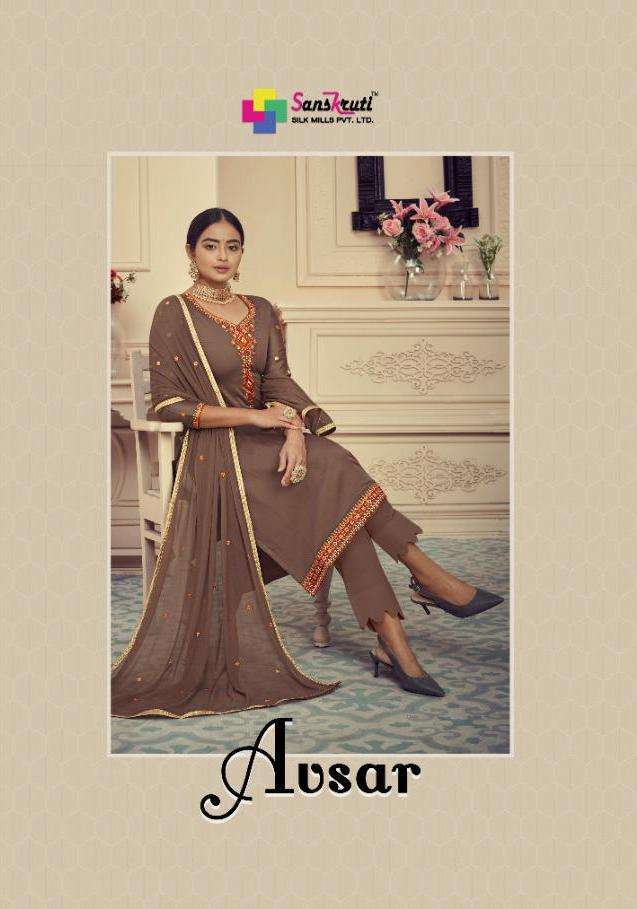 sanskruti avsar series 5030-5035 pure jam silk suit 