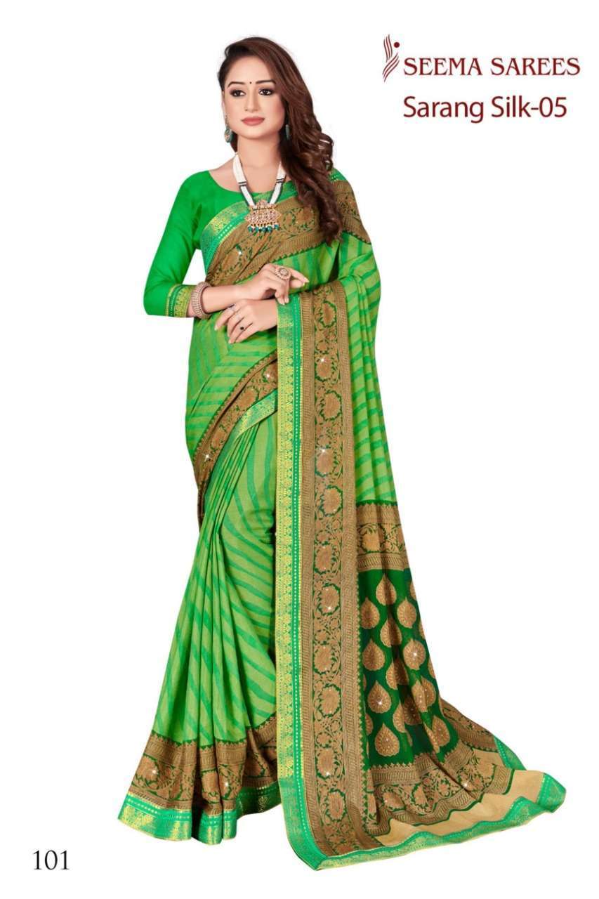 SARANG SILK VOL 5 BY SEEMA CHIFFON BRASSO DESIGNER SAREE