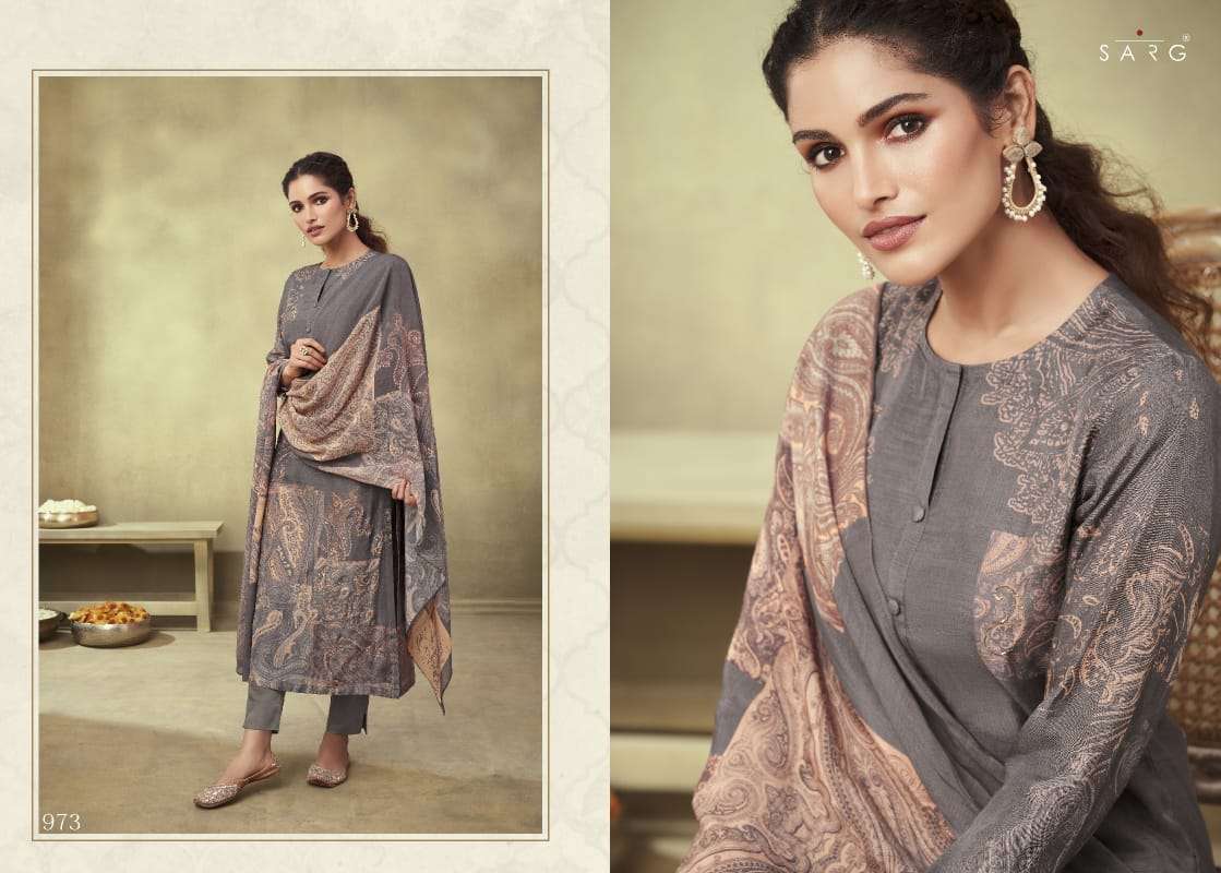 Sarg shikara series kashmiri silk digital print with handwork suit