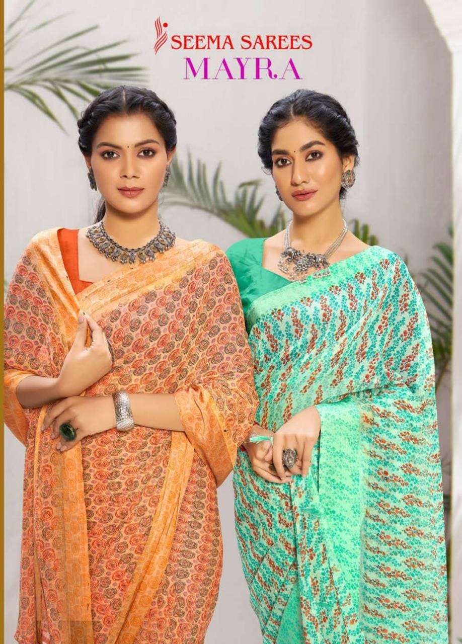 seema saree mayra series 1001-1008 chiffon printed saree