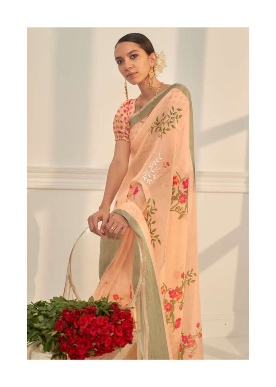 shangrila pichika series 5631-5642 organza digital foil print saree