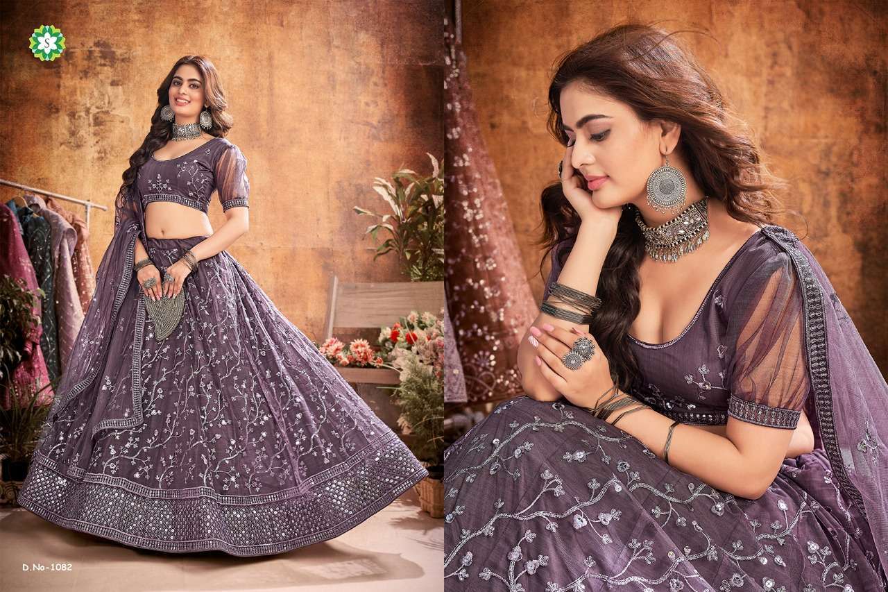 shee star niva series 1080-1084 soft net thread sequence lehenga 