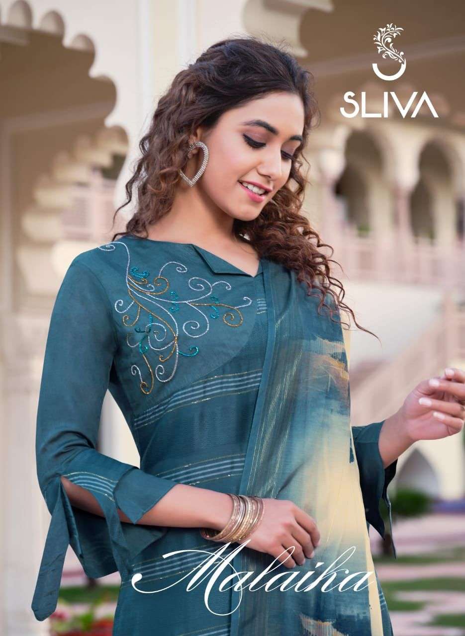 sliva malaika series 1001-1005 zari viscose with handwork suit 