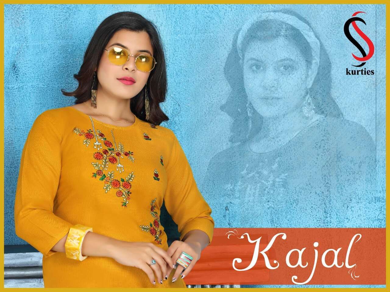 ss kurties kajal series 01-06 magic slub kurti with bottom