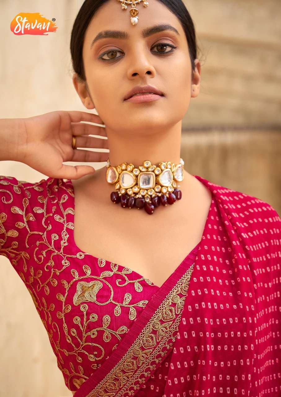 stavan vihana series 1001-1010 georgette embroidery border saree