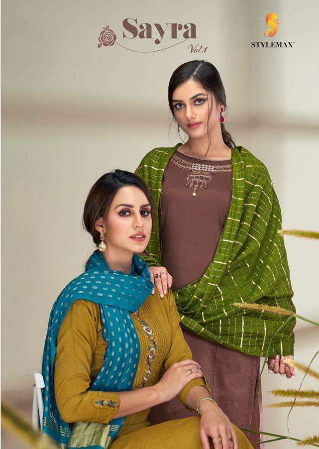 stylemax sayra vol 1 series 681-688 chinon silk readymade suit