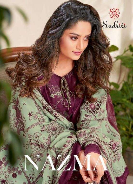 sudriti nazma pashmina twill digital print with mirror work suit 