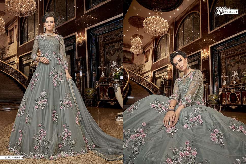 SWAGAT VIOLET 6302 DESIGNER PREMIUM NET SUIT
