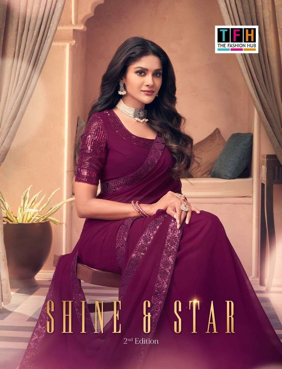 tfh shine n star vol 2 series 8201-8212 smooth georgette saree