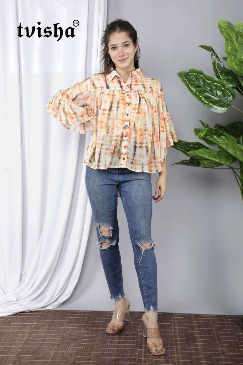 TVISHA WESTERN FRILL DESIGNER HEAVY GEORGETTE PRINT TOPS