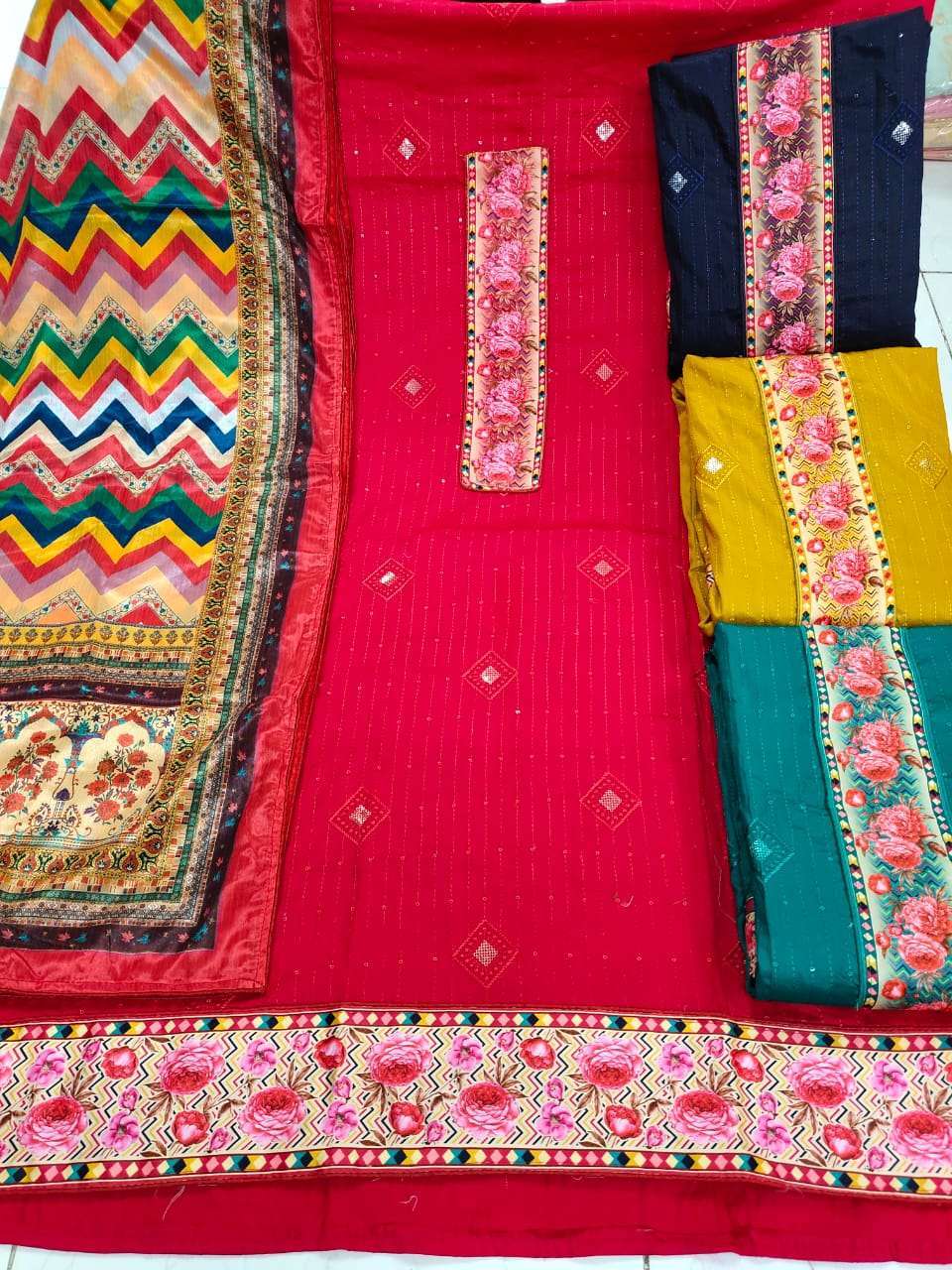 utsav rang bahar jam cotton sequence work and digital patch suit