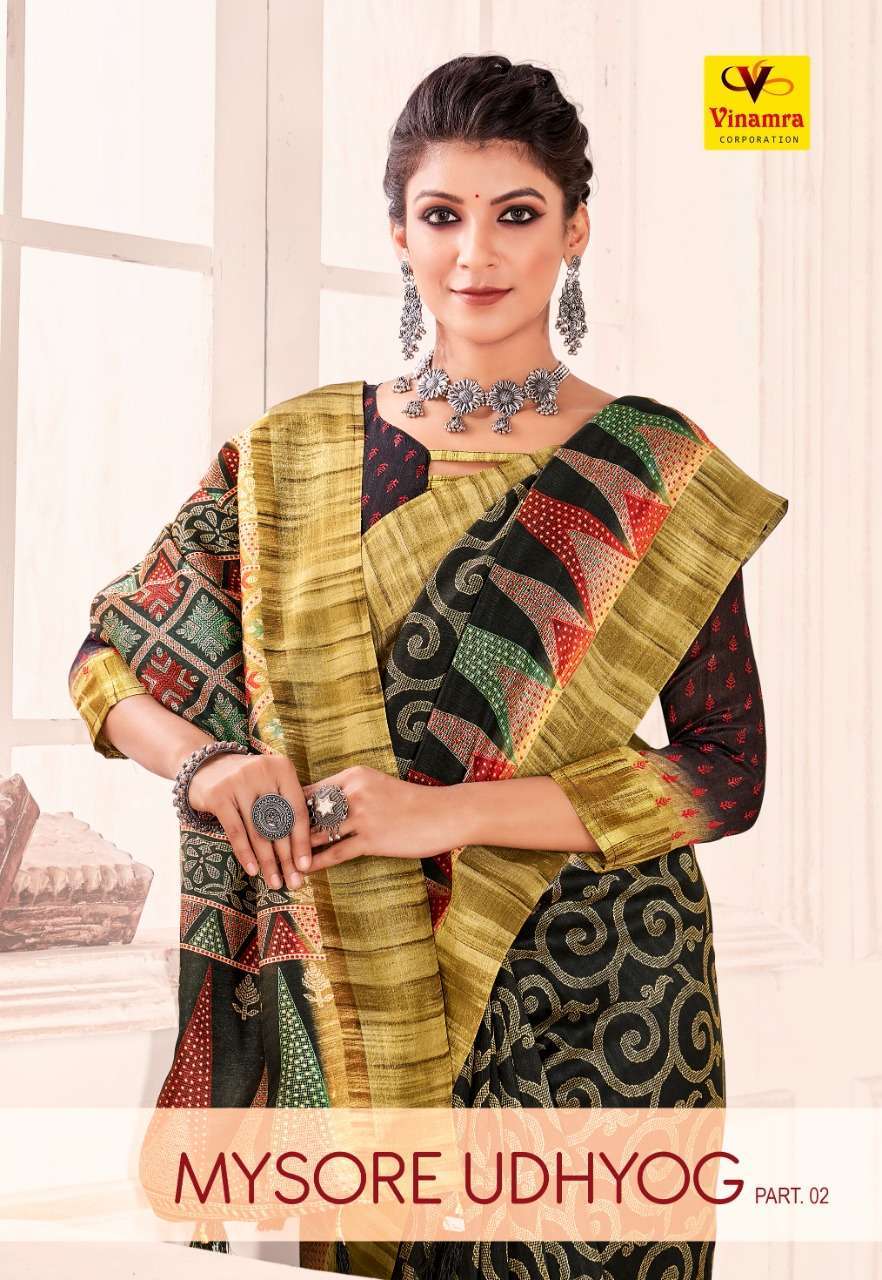 vinamra mysore udhyog vol 2 series 110-115 cotton zari kasab saree