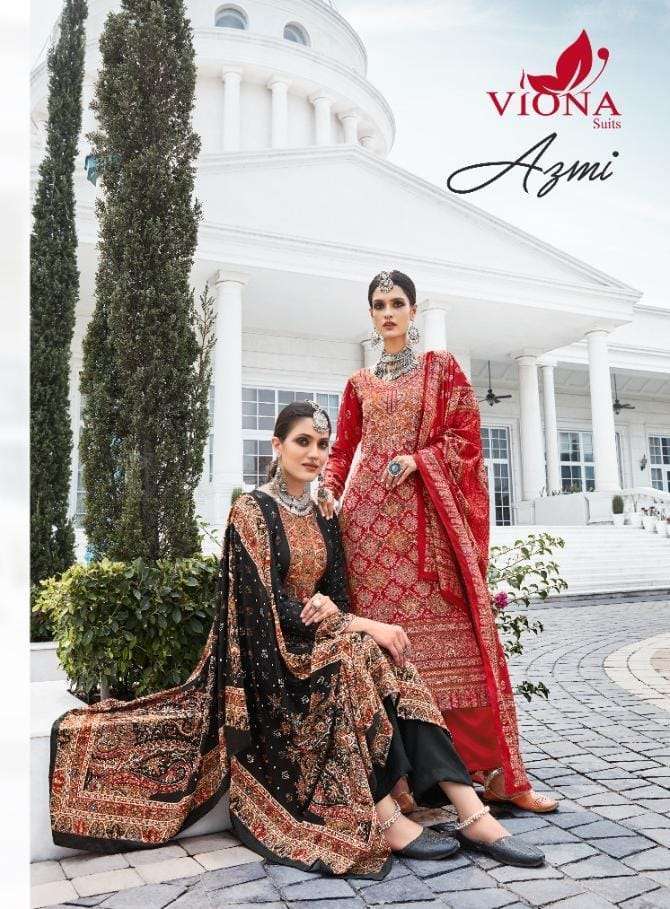viona azmi series 1001-1008 Heavy European  wool Pashmina Digital Printed suit