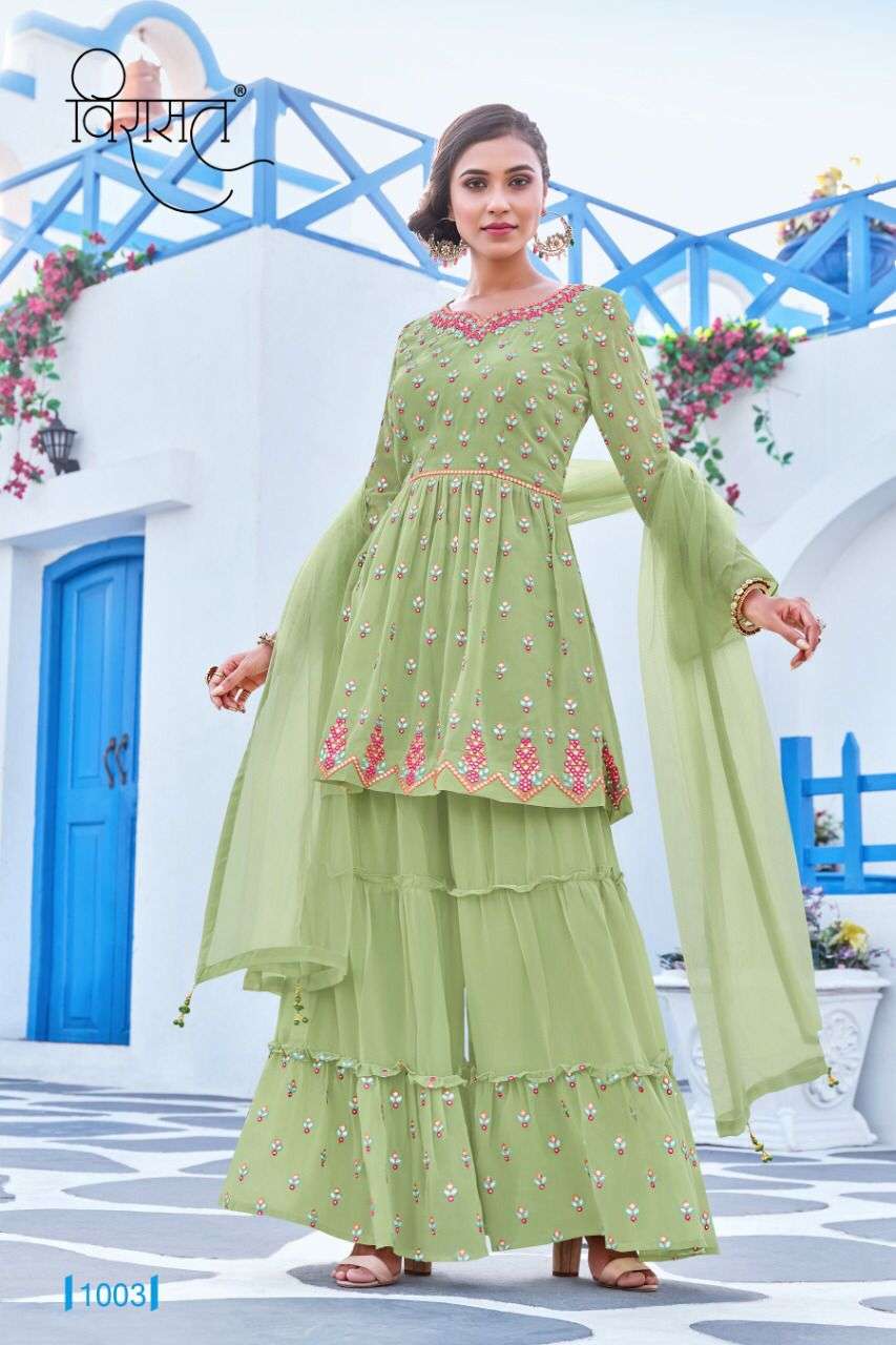 VIRASAT RESHAM DESIGNER GEORGETTE SHARARA SUIT 