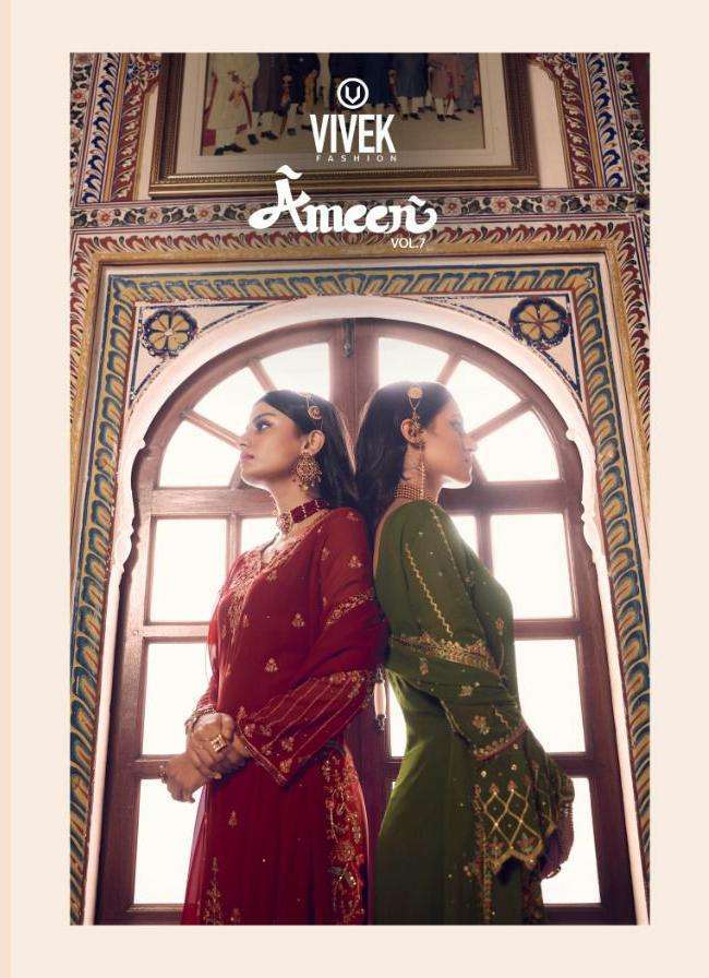 vivek ameen vol 7 series 3701-3707 georgette with embroidery work suit