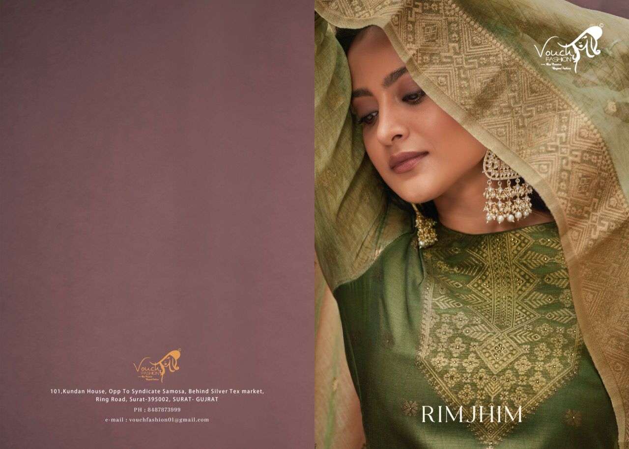 VOUCH RIMJHIM DESIGNER CHANDERI JAQAURD SUIT 