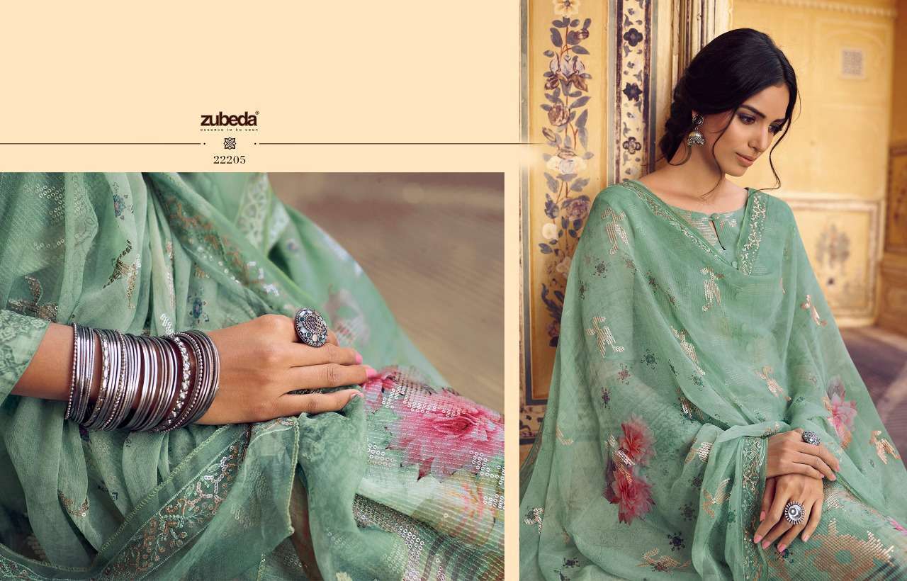 zubeda aroma series 22201-22207 georgette digital print suit