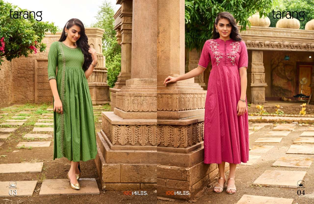 100 miles tarang series 01-06  Pure cotton embroidered long dress 