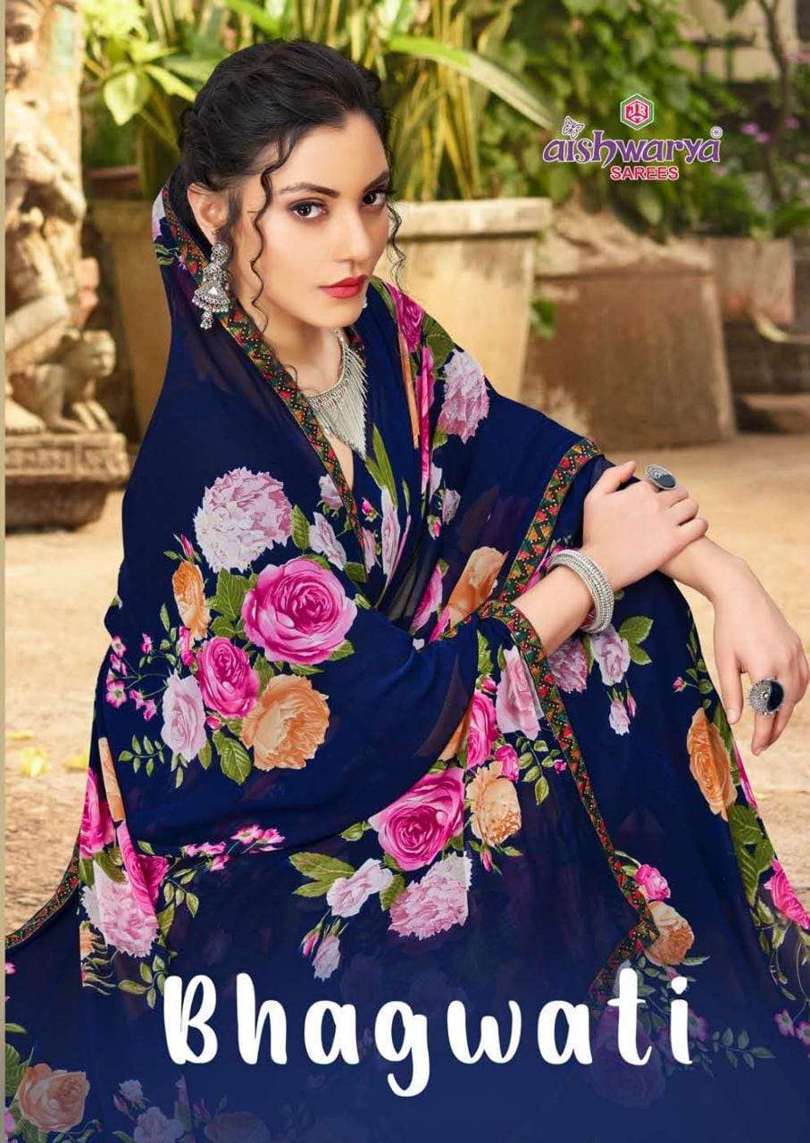 aishwarya bhagvati series 5233-5240 weightless printed saree