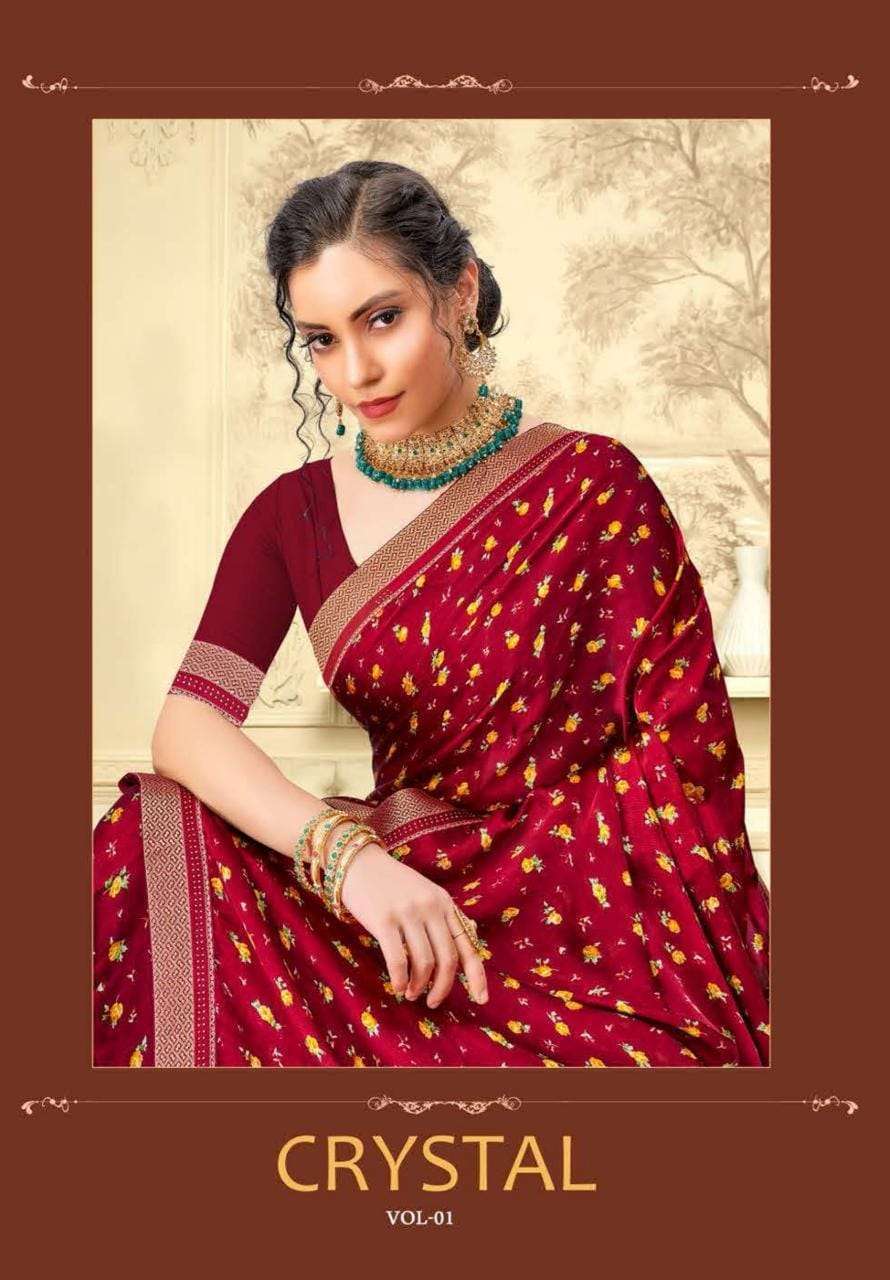 aishwarya crystal series 5225-5228 sattin chiffon saree