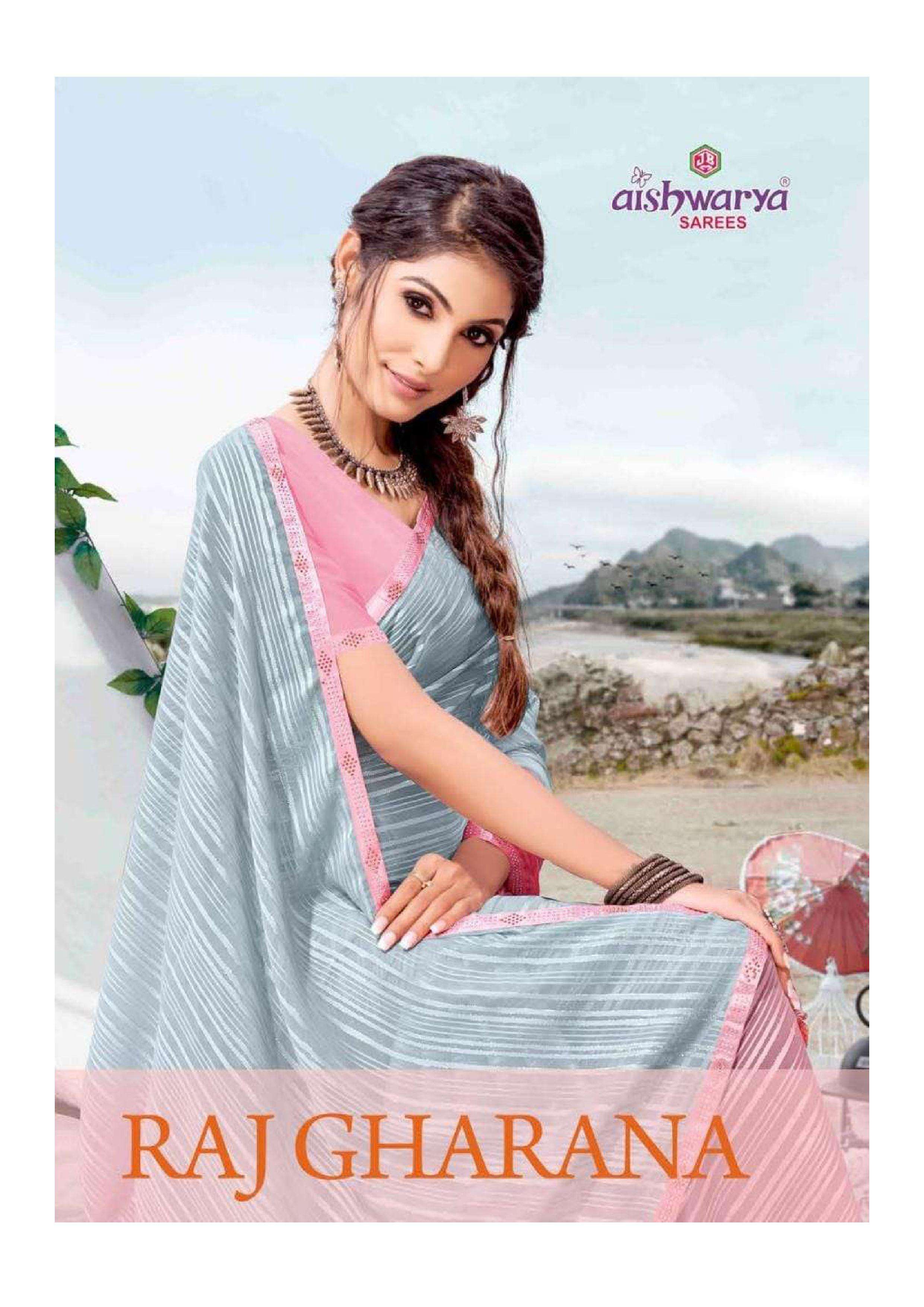 aishwarya raj gharana series 52001 weightless satin patti shedded sarees 