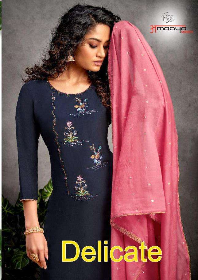 amaaya garments delicate series 1001-1006 chinon silk suit