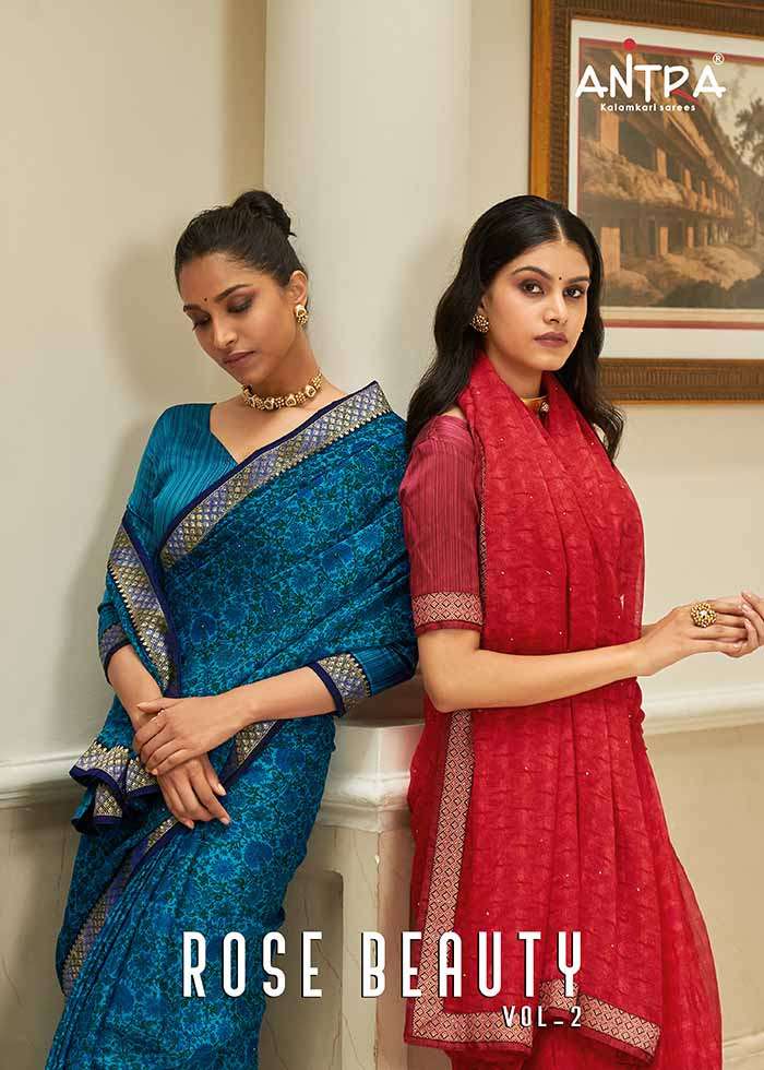 antra rose beauty vol 2 series 75461-75470 shahi chiffon saree