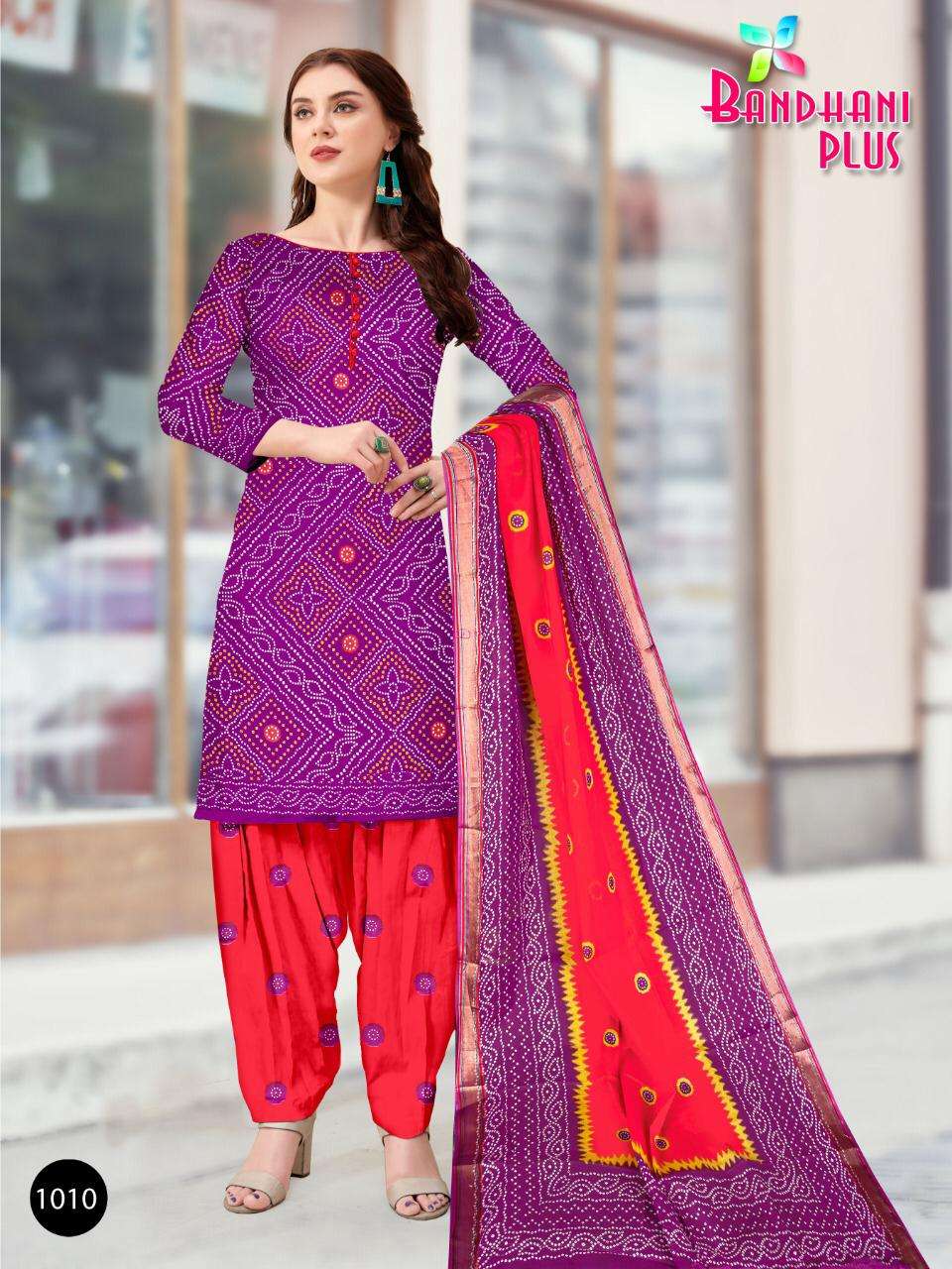 Bandhani Plus series 1001-1010 pure cotton bandhani print suit 