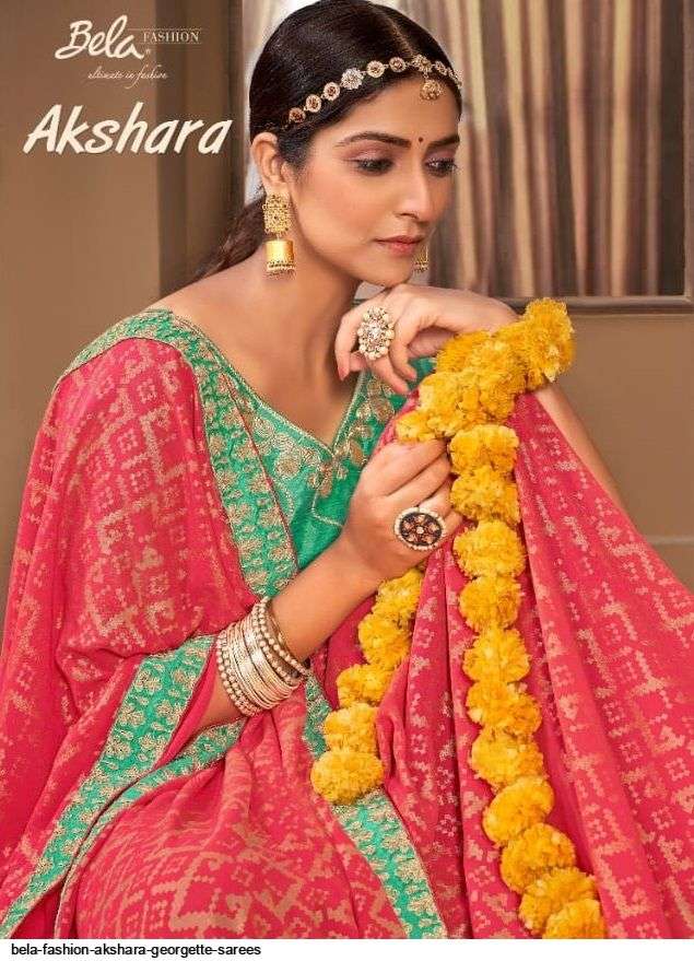 bela akshara series 38709-38817 georgette with border concept saree