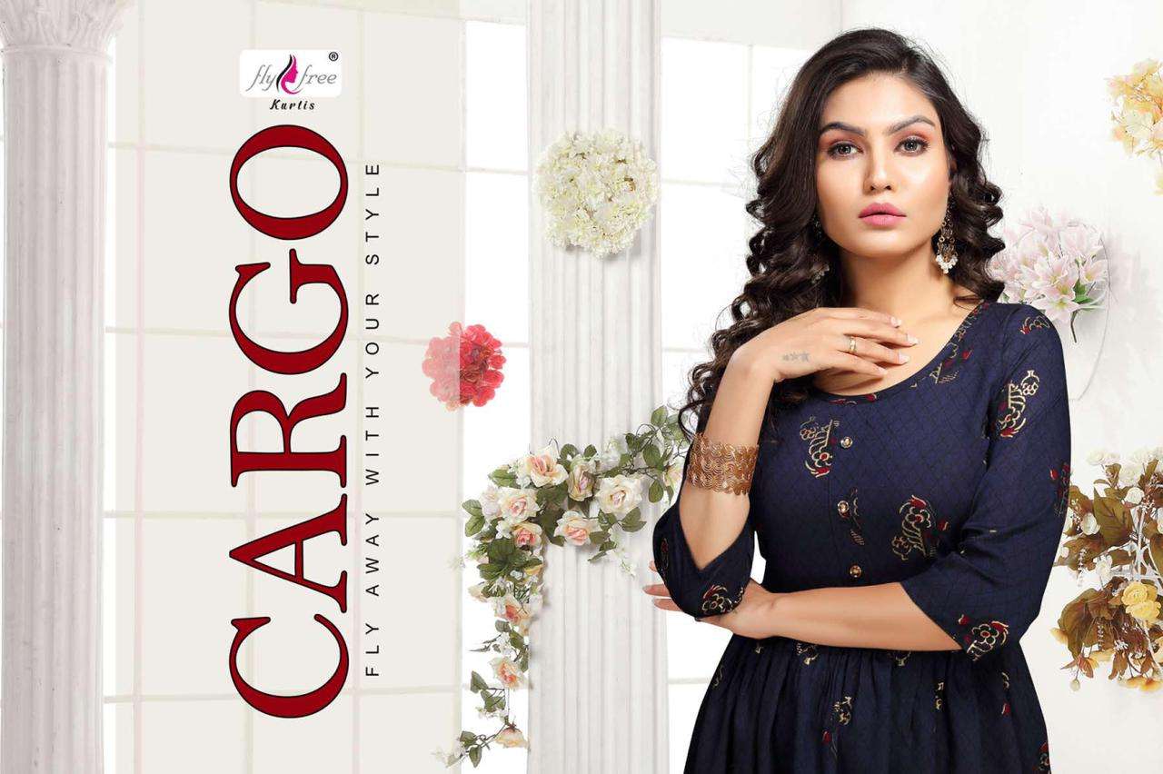 fly free cargo series 1001-1008 art heavy black rayon print kurtis