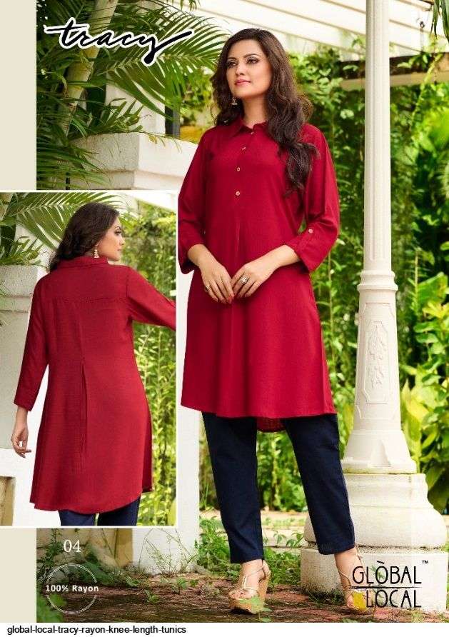 global local tracy series 01-04 Stylish Knee Length Tunics in pure rayon