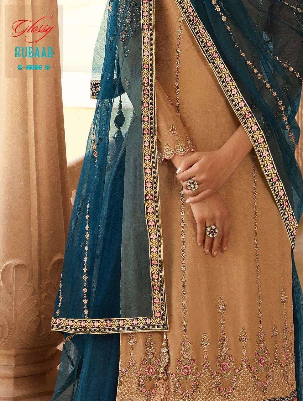 glossy rubaab series 15156-15163 chinon georgette suit
