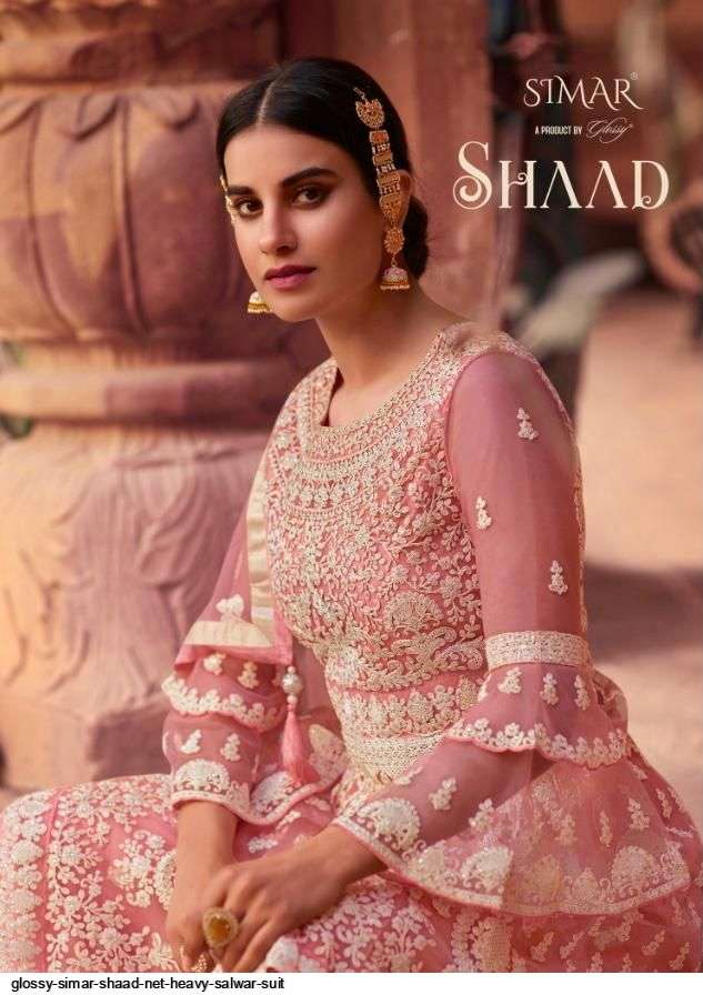 glossy shaad series 99-103 net with swarovski work suit 