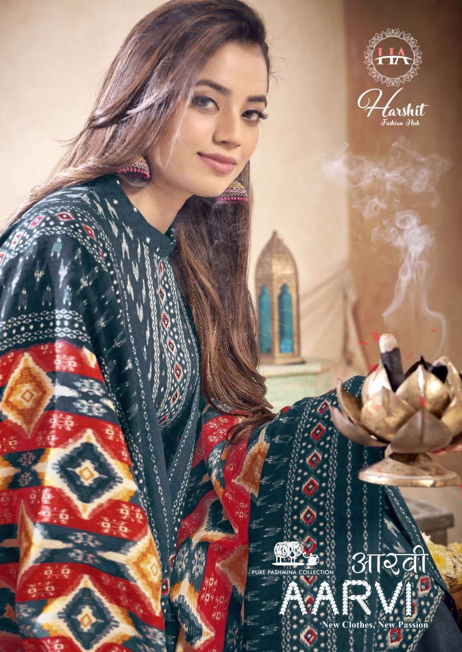 harshit fashion aarvi series 847001-847010 pure wool pashmina suit