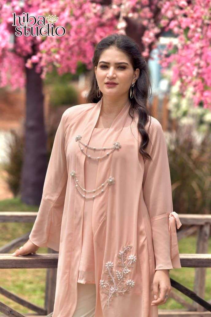 hiba studio lpc vol 41 georgette pakistani kurti with stretchable bottom
