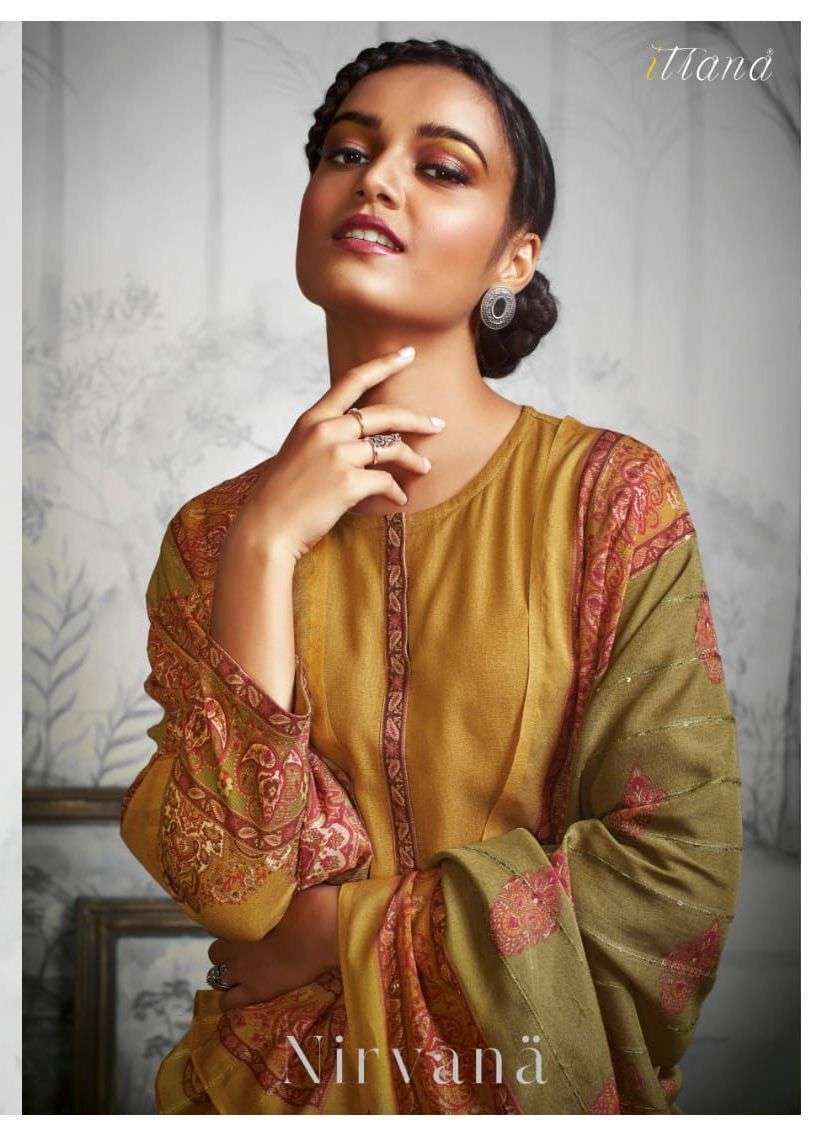 itrana nirvana staple twill digital print with neck pattia winter wear suits