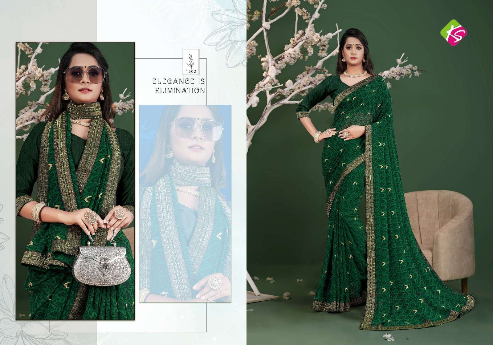 kala silk romika series 1501-1508 weightless fabrics with mill print ivory saree