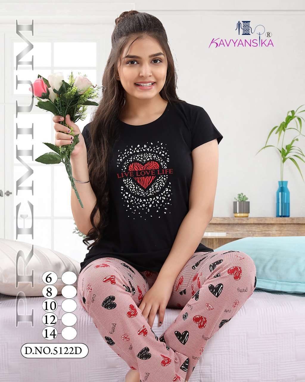 kavyansika girls 5122 Cotton Hosiery Kids Night suit