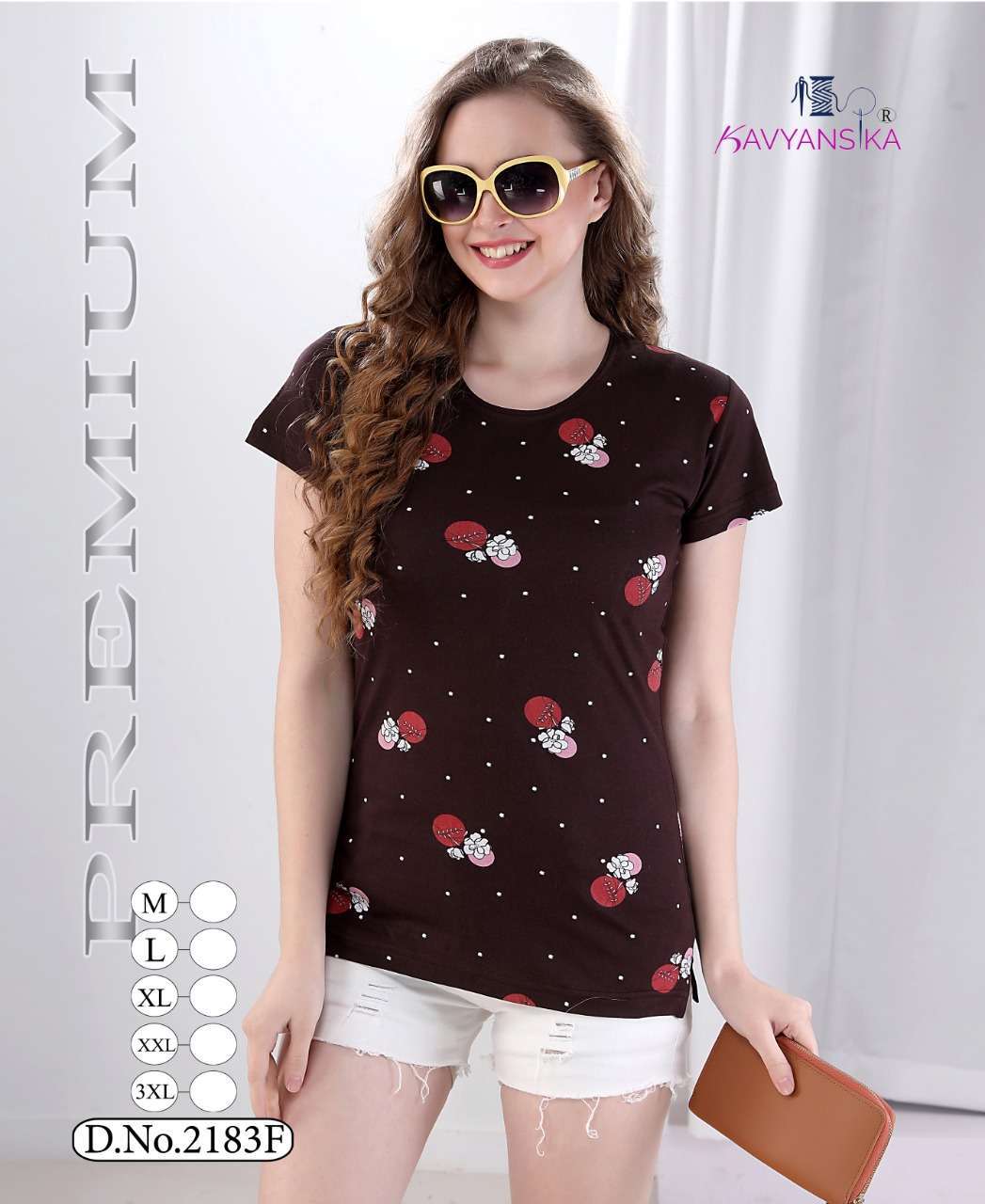 kavyansika vol 2183 printed ladies cotton side cut t shirt