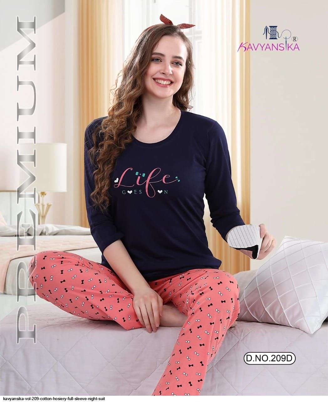 kavyansika winter vol 209 Cotton Hosiery women full sleeve night suits