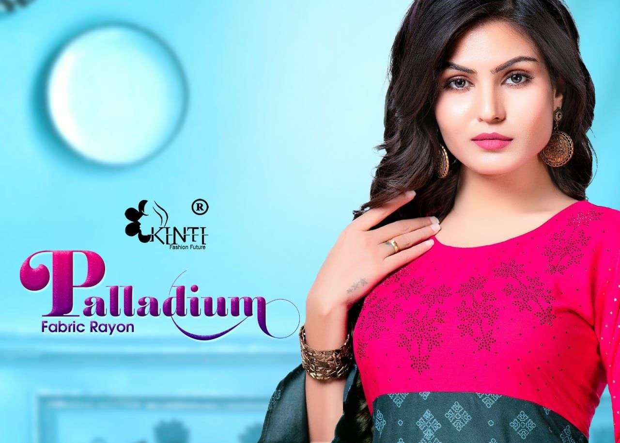 kinti palladium series 101-108 14 kg rayon foil print kurti 