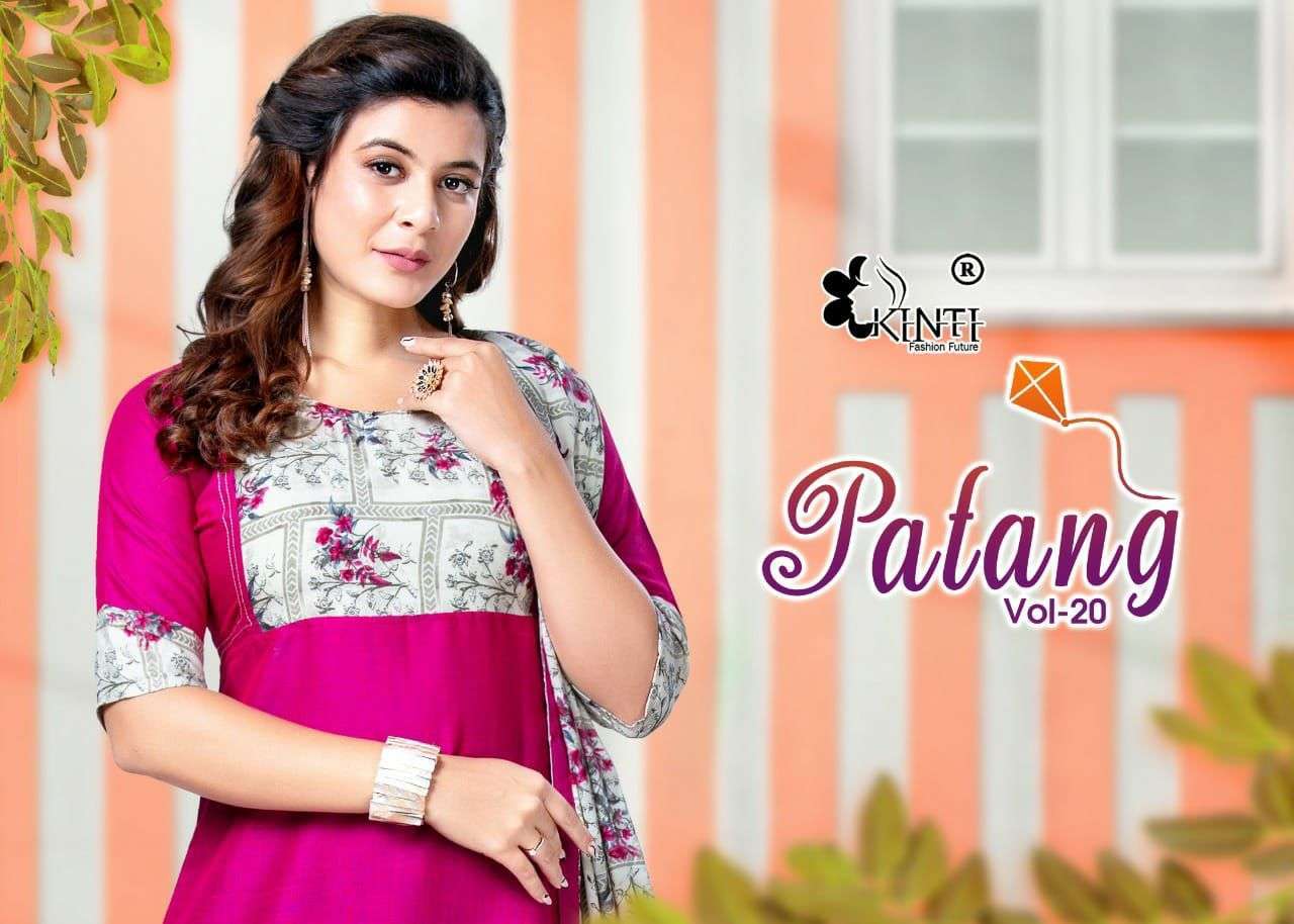 kinti patang vol 20 series 2001-2010 Reyon two tone Slub kurti with dupatta