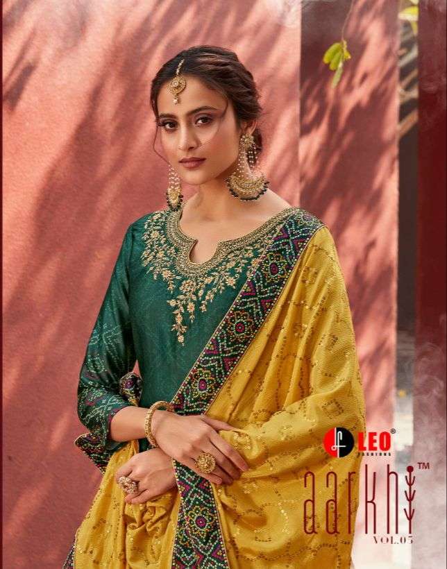 LEO AARKHI VOL-5 DESIGNER JAM SATIN SUIT 