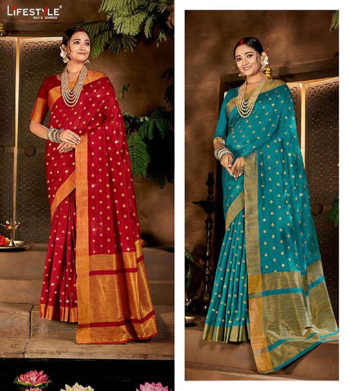 lifestyle lakshmi dola silk top dyed saree 