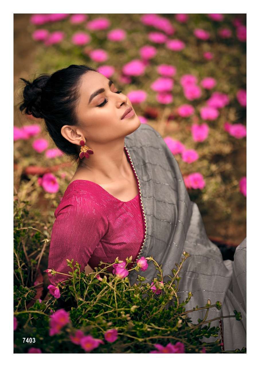 lt saree vedika series 7401-7410  Organza With Fancy Lace saree