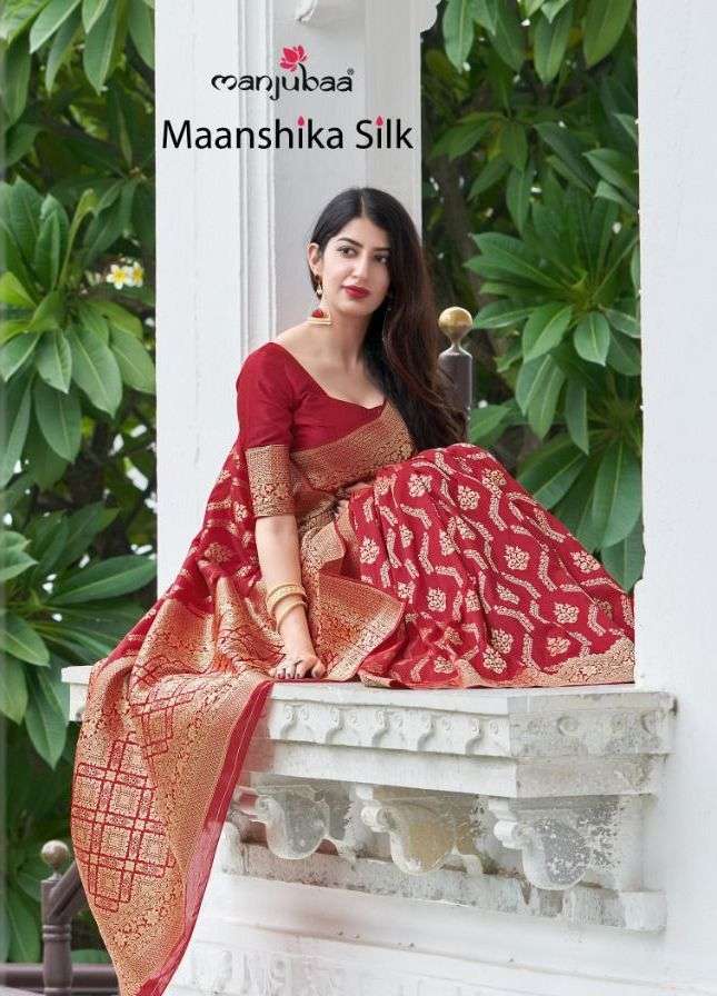 manjubaa maanshika silk series 6001-6008 banarasi art silk saree
