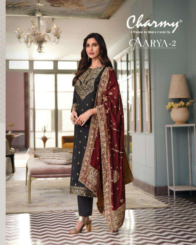 meera zisa charmy aarya vol 2 series 3351-3356 cream silk suit 