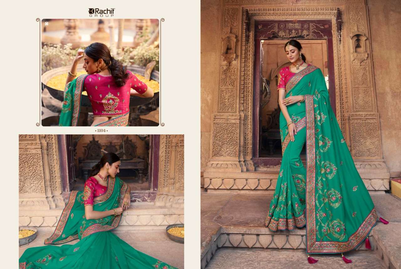 RACHIT DESIGNER CHINON AND BARFI SILK SAREE 